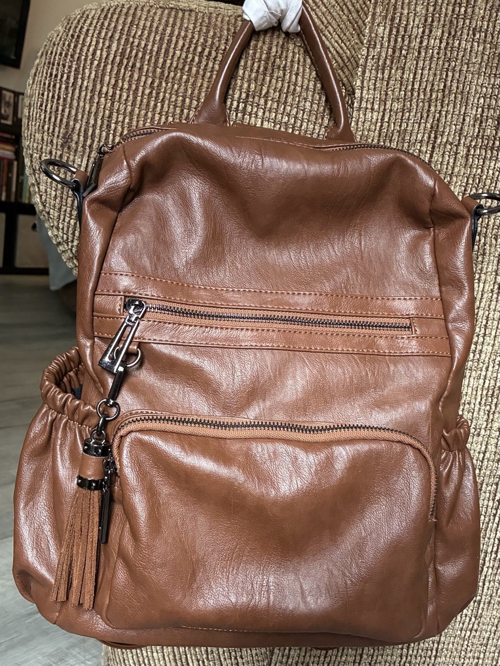 UTO Women Backpack Purse Convertible Vegan Leather Fashion Rucksack Brown